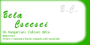 bela csecsei business card